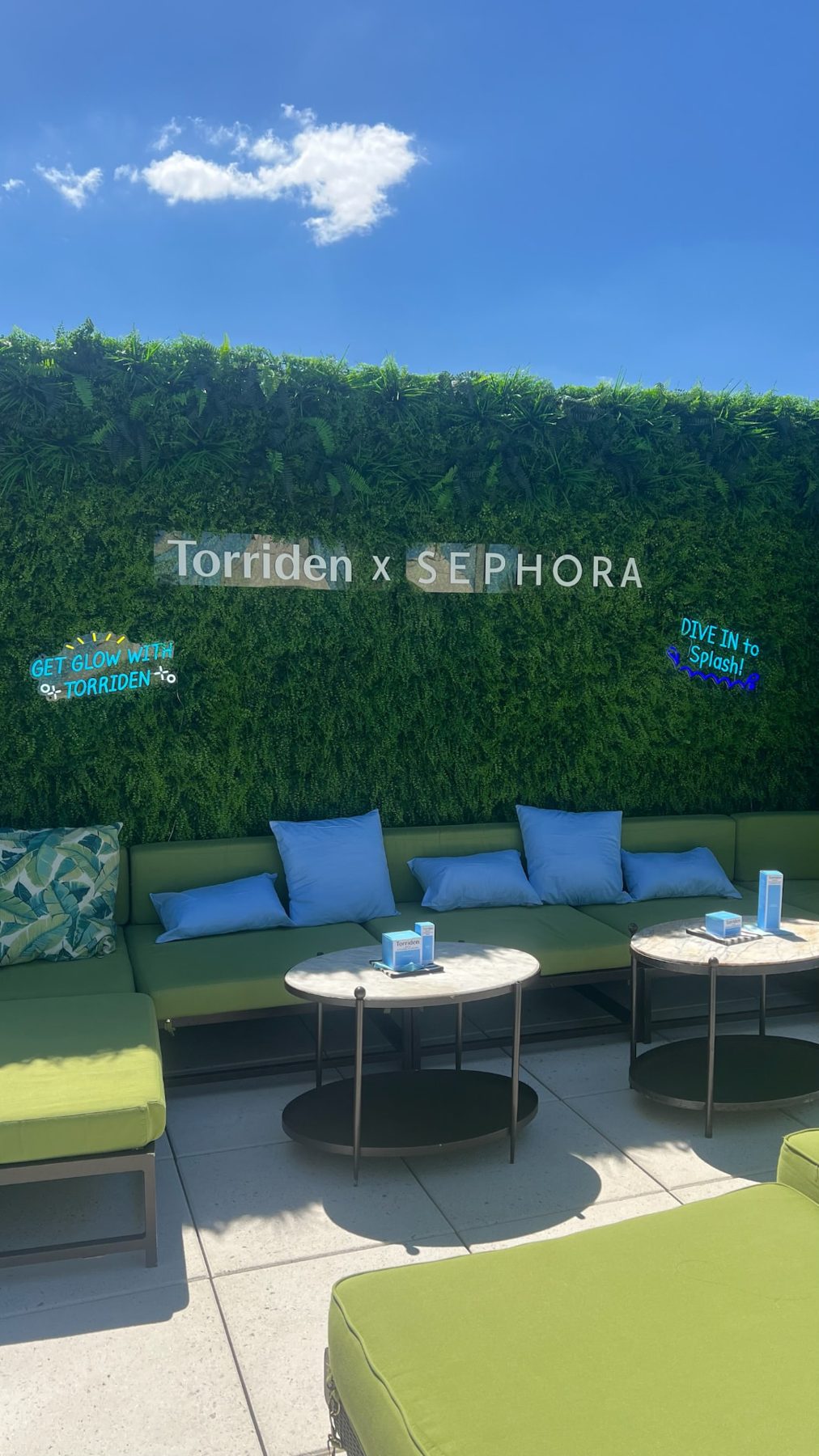 Torriden x Sephora rooftop lounge set built by the Eliot experiential team in New York