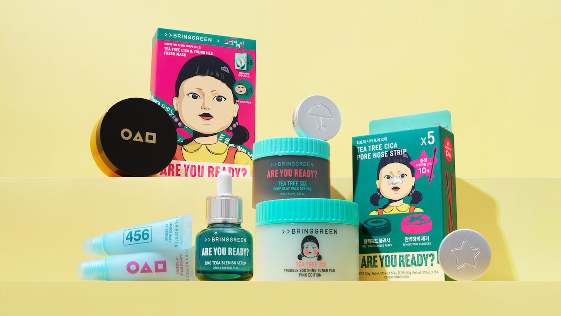 Bringgreen x Squid Game Season 2 product flat lay — Netflix collaboration